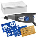 [DRE-F0130290LE] COMBO GRABADOR MULTIPLE AJUSTABLE (PTA. DE CARBURO) C/PLANTILLAS Y ESTUCHE METAL