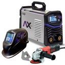 [AXT-207LCD-C1] COMBO SOLDADORA INV 200A BIVOLT+CARETA ELEC+MINI ESMERILADORA+ESCUADRA MAGNETICA