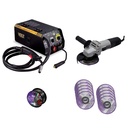 COMBO SOLDADORA INVER MIG GAS/NO GAS 100 AMP 110V+ESMERILADORA 850W+10 DISCOS 4 1/2+ROLLO DE MICROALAMBRE 1KG