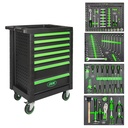 GABINETE MOVIL DE 7 GAVETAS C/172 PZAS DE 1/2 Y 1/4 LLAVES COMBINADAS MM DESTORNILLADORES Y LLAVES HEX. MARTILLOS Y PINZAS