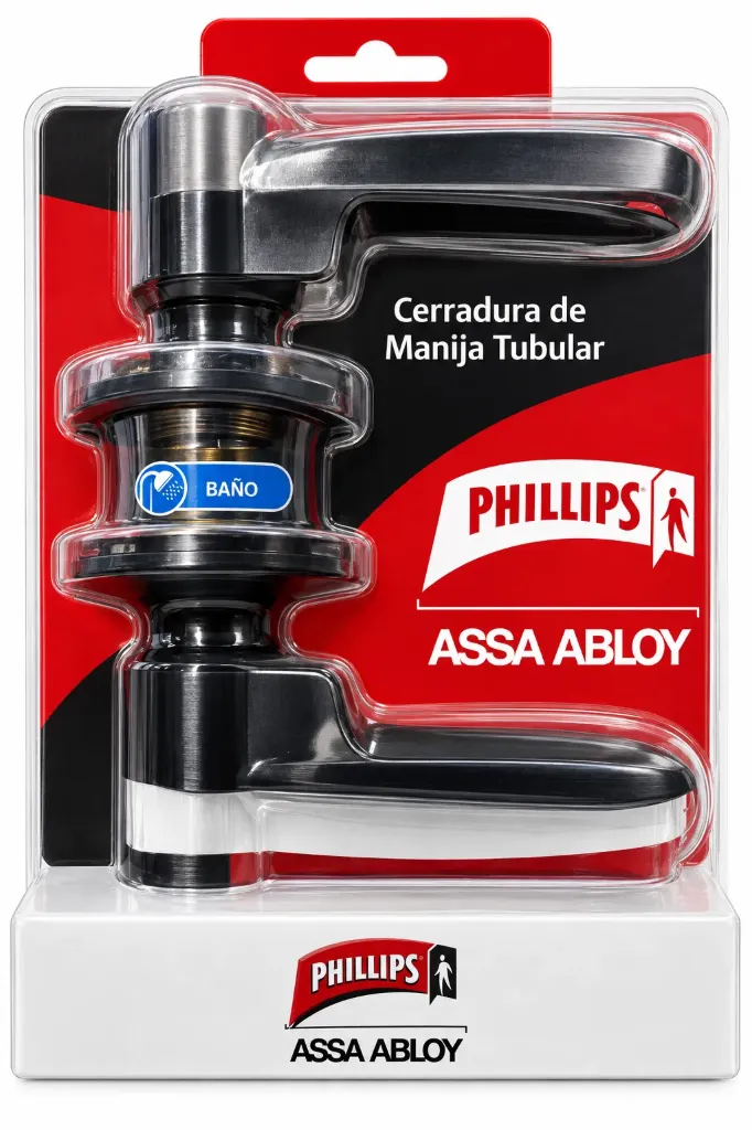CERRADURA PARA BAÑO DE MANIJA COLOR NEGRO SIST. TUBULAR PHI-MX5964