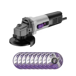 [AXT-ES855-C1] COMBO MINIESMERILADORA C/10 DISCOS DE CORTE DE 4 1/2