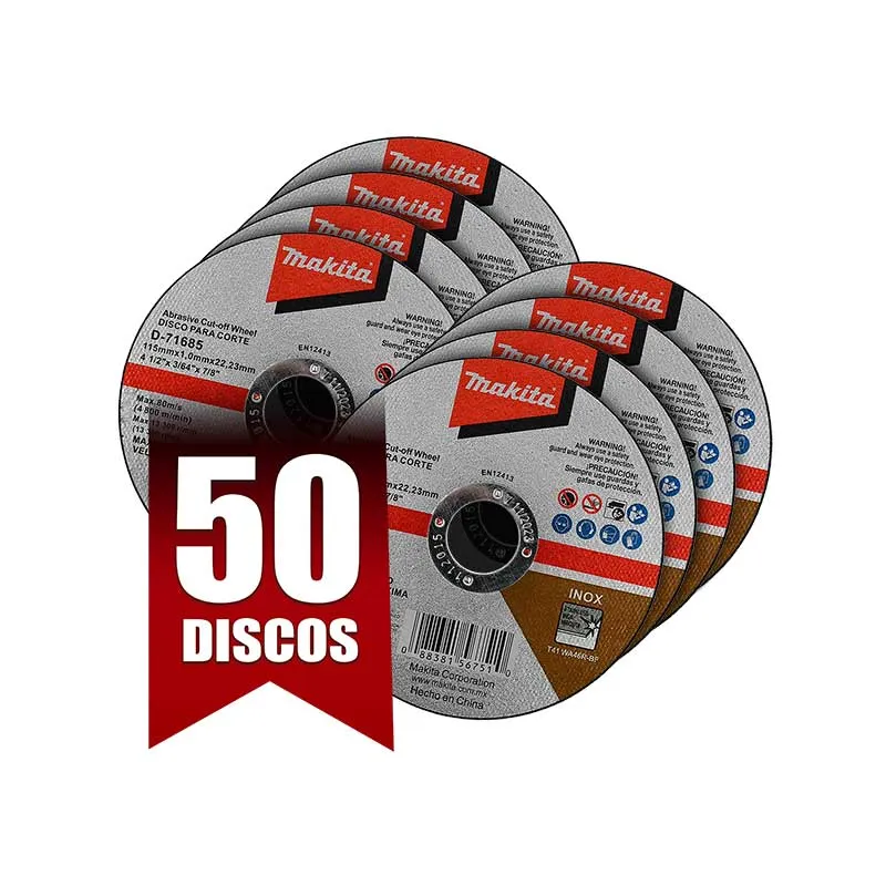 PAQUETE DE 50 PZAS DE DISCO DE CORTE PARA INOXIDABLE DE 4 1/2